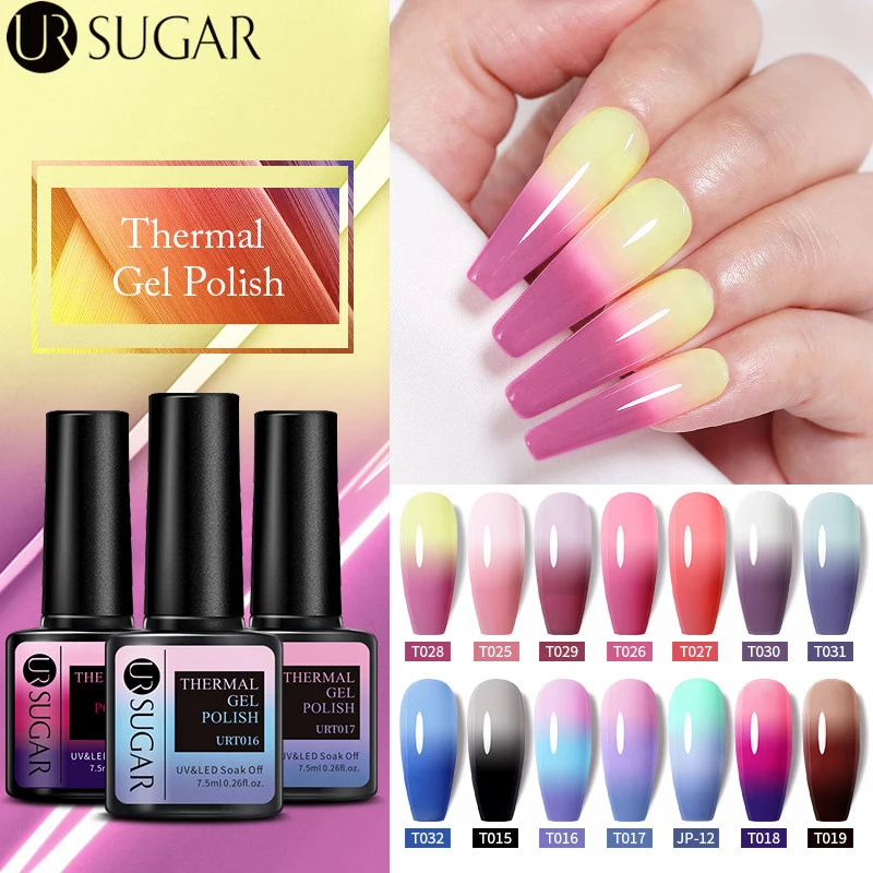 UR SUGAR-esmalte de uñas de Gel térmico, 3 capas de Gel que cambia de Color con la temperatura, Gel UV semipermanente para decoración de uñas, color gris invernal