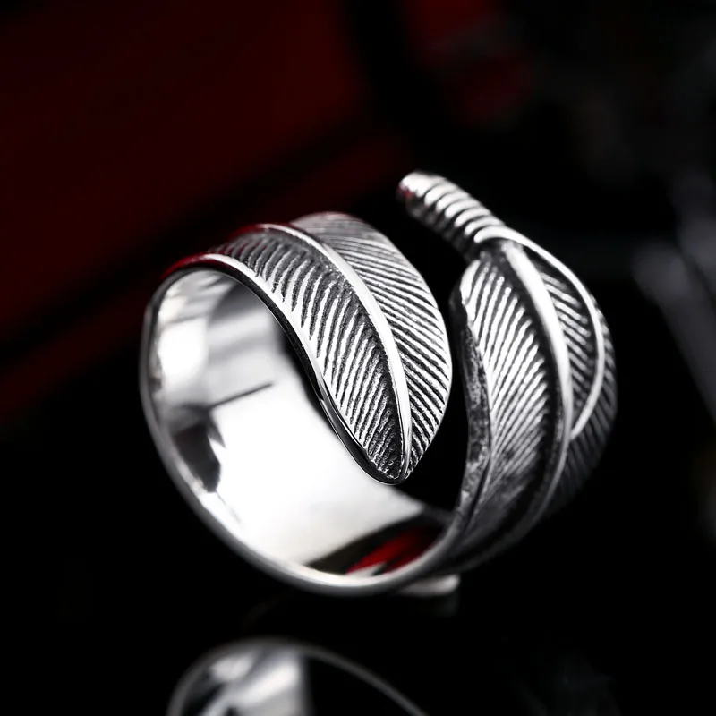 Beier new store 316L Stainless Steel ring high quality GORO\'S feather ring for men  fashion jewelry LLBR8-369R