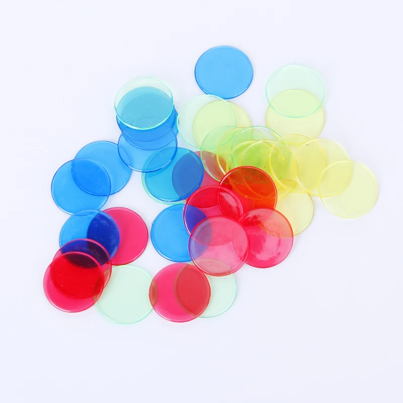 New Hot 100pcs PRO Count Bingo Chips Markers for Bingo Game Cards Dia 2cm 4 Colors Bingo Party Games Supplies Accessories