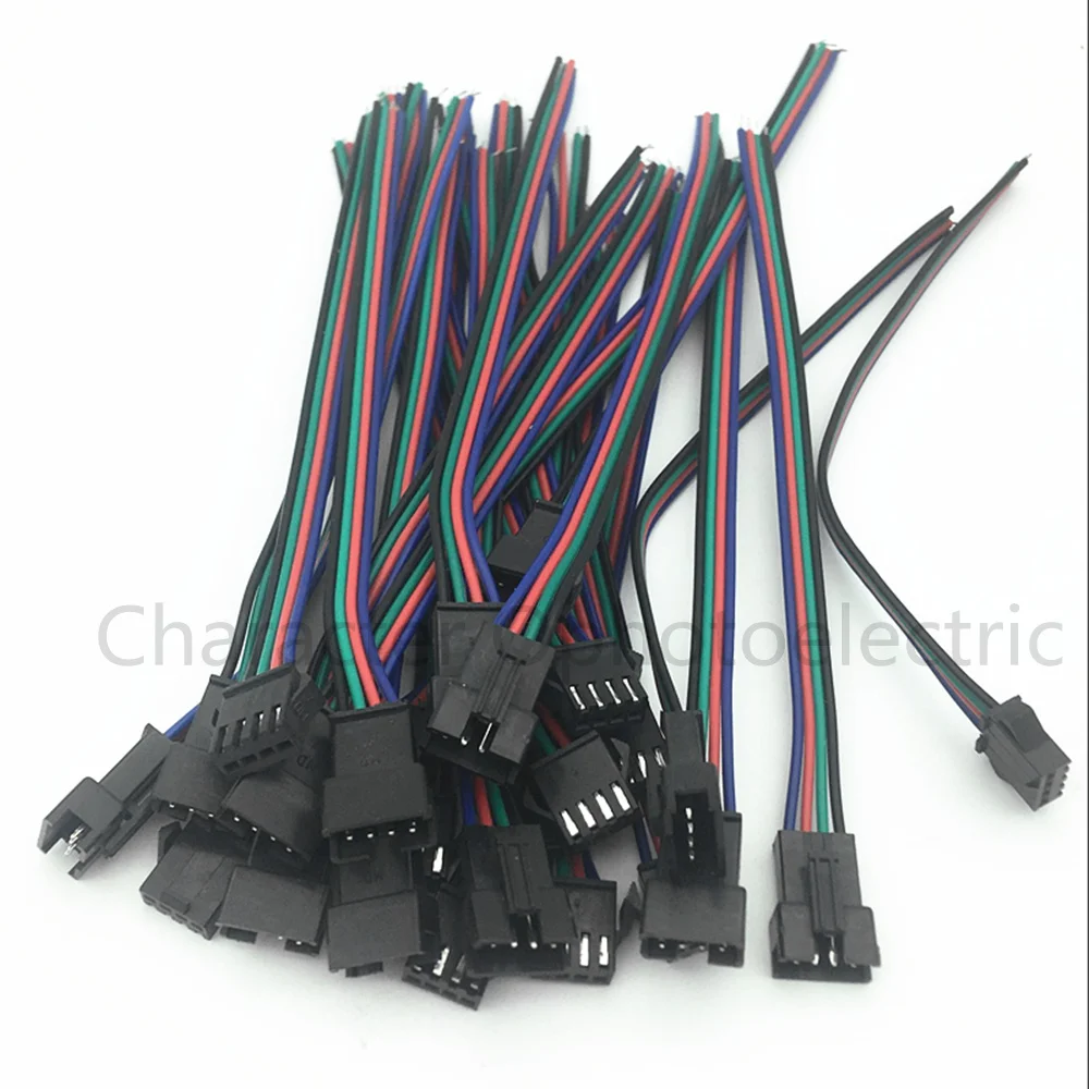 

100 Pair 4 Pin JST SM Connector Male to Female 4pin JST SM Plug Connector Cable for 5050/3528 2801 LPD8806 RGB LED Strip Light