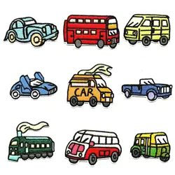 Cartoon car bus train Patches Sewing Embroidered Applique Sewing Iron On Badge children Clothes Garment Apparel Accessories