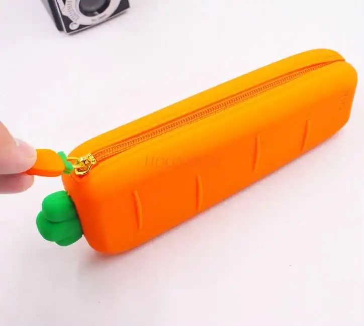 Vegetables and fruit soft silicone pencil bag primary school student carrot pineapple banana stationery box pencil bag storage