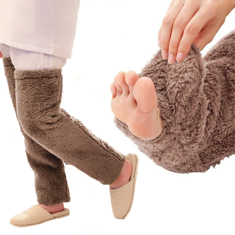 Women's Winter Warm Socks Knee Long Leg Warmers High Plus Size Fuzzy Hot Woolen Sleep Bottoms Sleeping New Year Thighs Long Cute