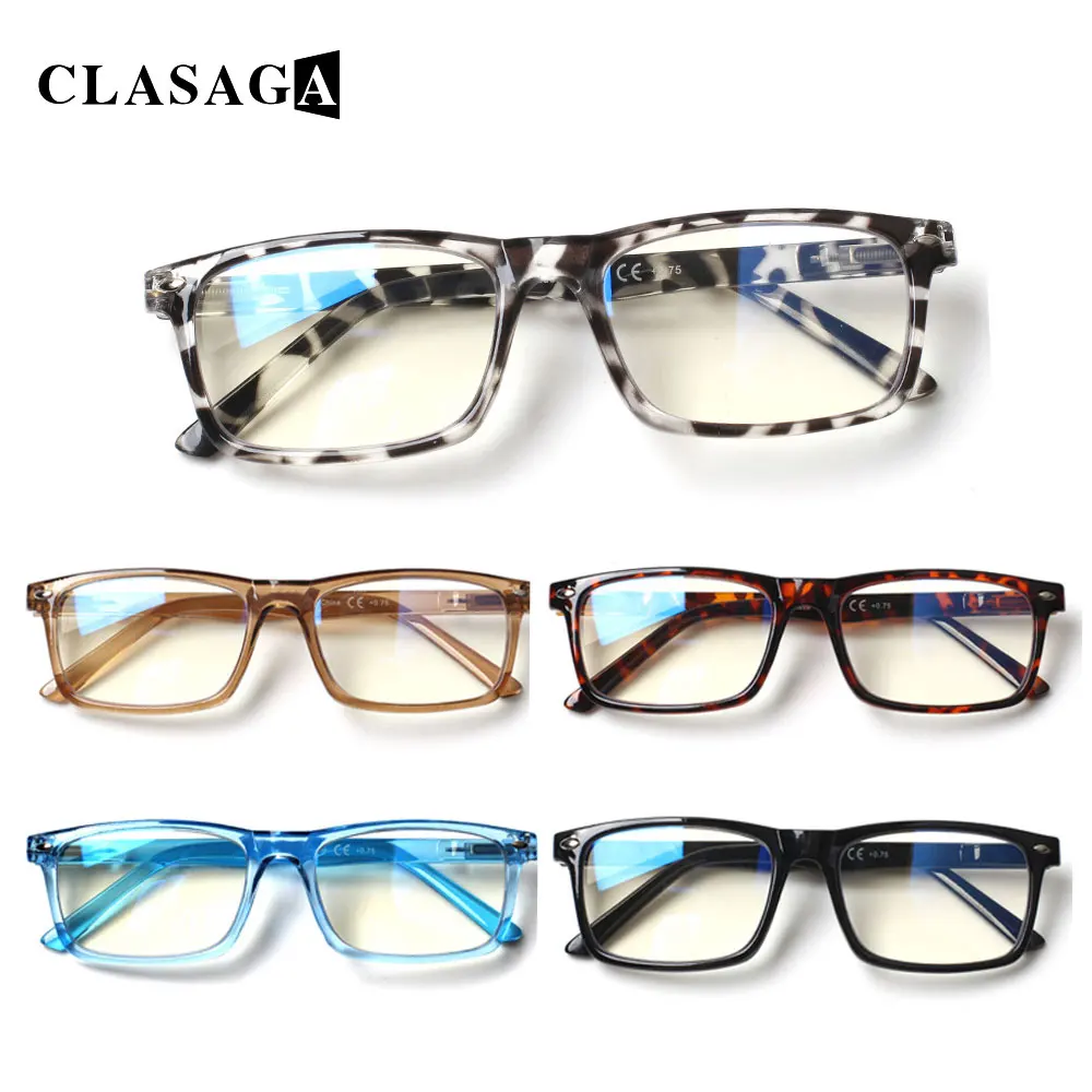 

CLASAGA 5 Pack Reading Glasses Spring Hinge Blue Light Blocking Men Women Comouter Reader Eyeglasses Fashion Decorative Eyewear