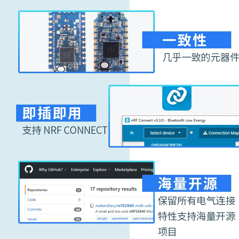 NRF52840 Dongle Eval Development Board Module USB Supports NRF Connect Instead of PCA10059