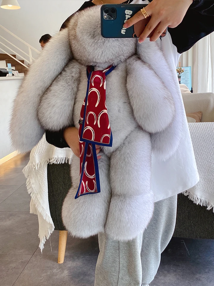 Hot-selling oversized fox fur rabbit doll leather doll lady