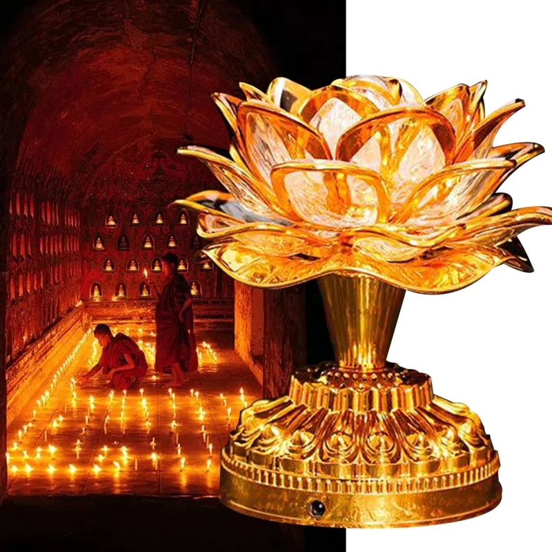 1 Set buddismo lampada loto lampada loto colorata decorazione del Desktop luce per meditazione domestica culto tempio buddismo