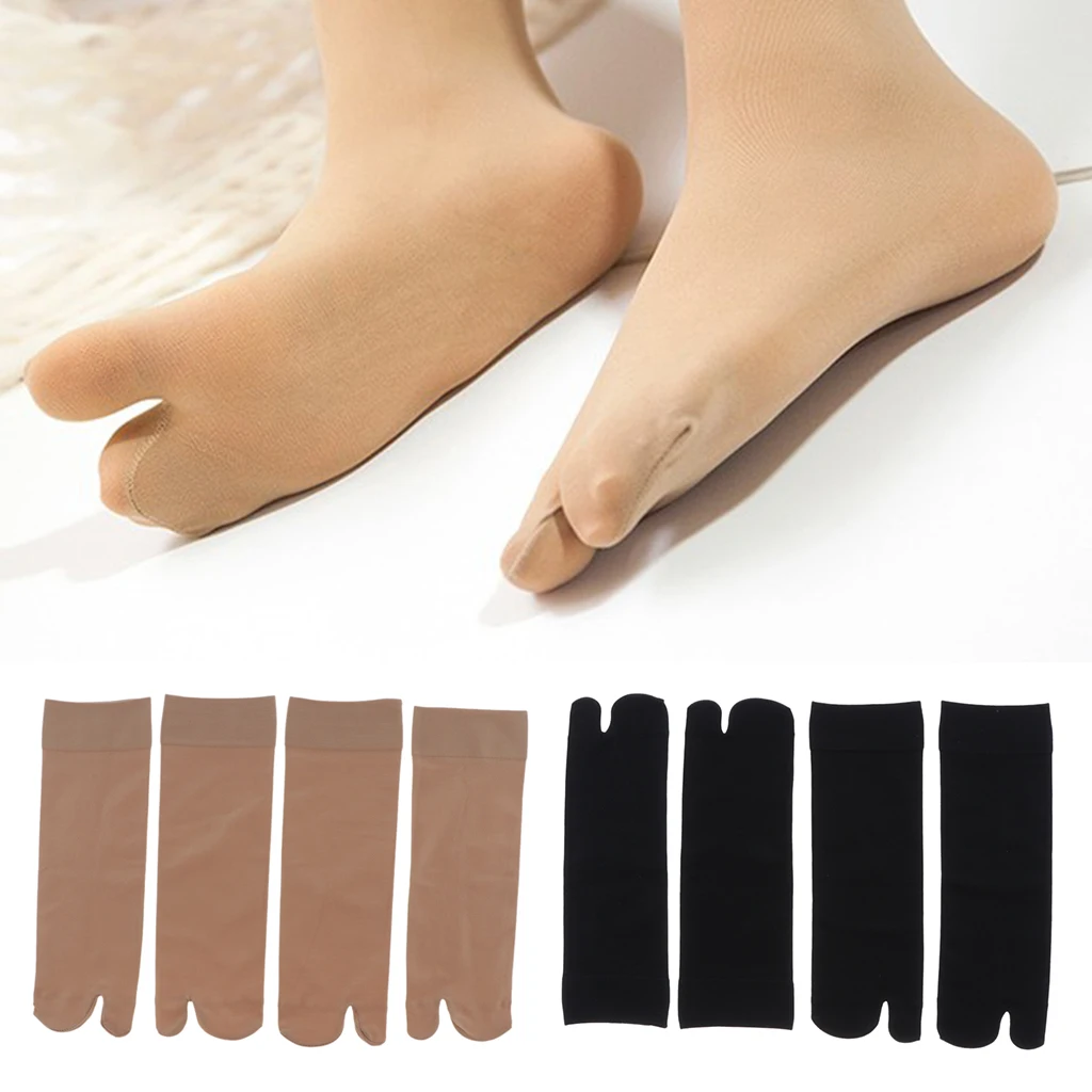 2 Pair Women\'s Silky Tabi Flops Sports Socks Flats Non-Slip V Toe Socks Women\'s Big Toe Flip Flop Tabi Socks