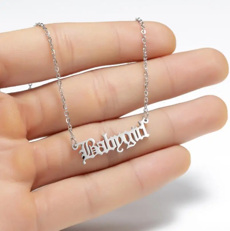 Hip Hop Rapper Letter Necklace Chain Stainless Steel Letter Pendant Necklace Jewelry Fans Gift Femme Mujer