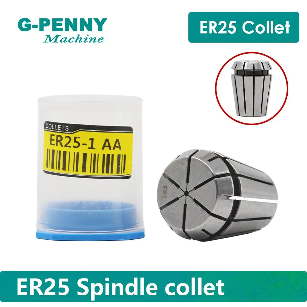 ER25 spindle motor collet chuck 19 pcs collets size  from 1 mm to 16mm full set for CNC milling lathe tool  spindle motor collet