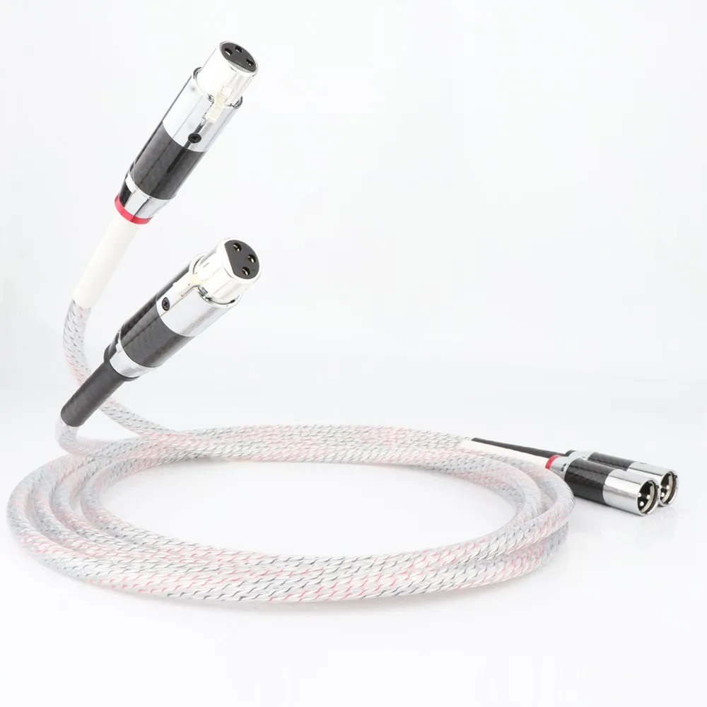 High Quality Pair Nordost Valhalla 7N silver plated audio interconnect balance cable with Carbon fiber XLR plug connector