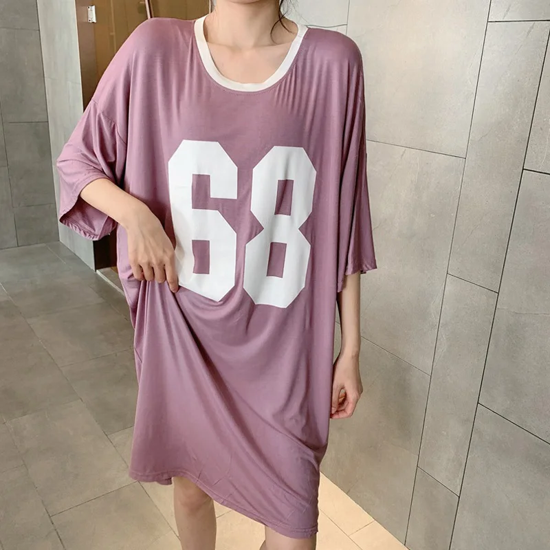 

Casual Sleep Dress Sleepwear Summer Nightgown Women Night Dress Intimate Lingerie Nightwear Bath Gown Letter Print Homewear