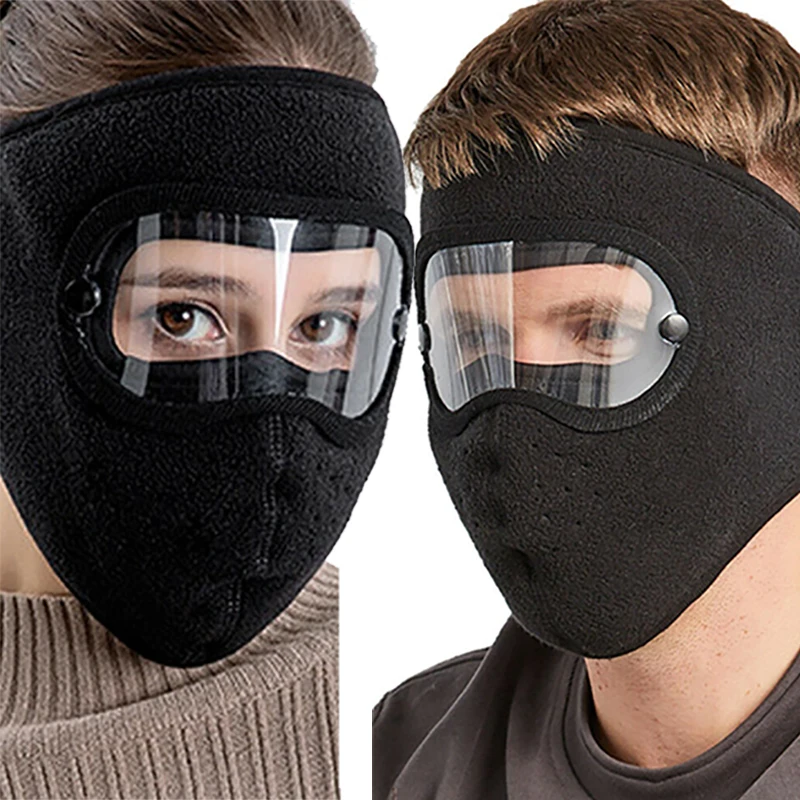 Windproof Antidust Face Mask Cycling Ski Breathable Masks Fleece Face Shield High Definition Anti Fog Goggles Hood Head Cover