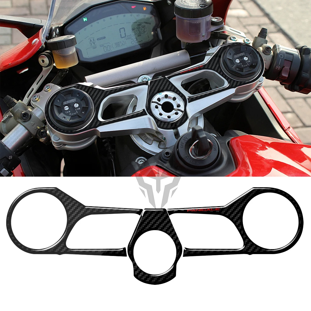 

3D Carbon Look Motorcycle Top Triple Clamp Yoke Sticker For 1199 Panigale S 2012-2014 1299 2015-2018