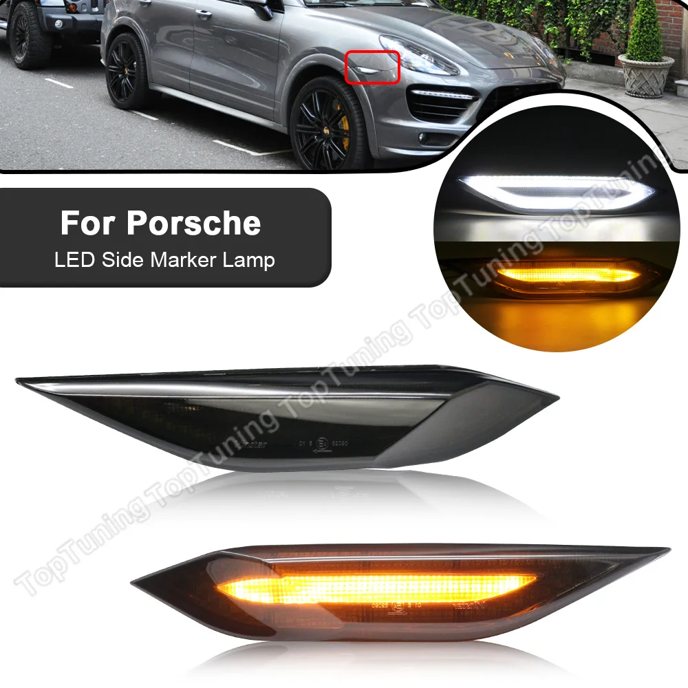 

2PCS Smoke Lens Car LED Front Side Marker Turn Signal Lamps Running Position Lights For Porsche 958 Cayenne 2011 2012 2013 2014