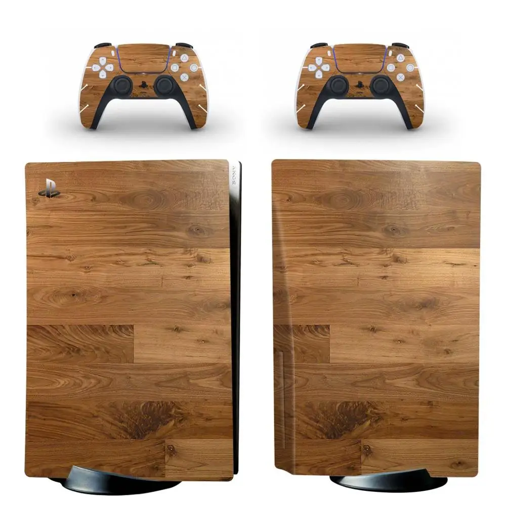 Wood Style PS5 Standard Disc Edition Skin Sticker Decal Cover for PlayStation 5 Console & Controller PS5 Skin Sticker Vinyl