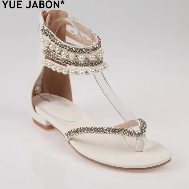 Silver Crystal sandals Summer Flipflop bling bling rhinestone ankle strap Women sandals flat shoes female beach dress shoes