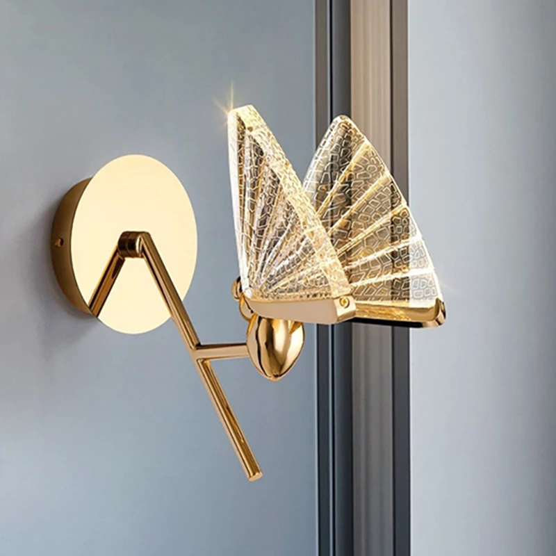 

Bedside wall lamp bedroom lamp modern living room background new butterfly led luxury minimalist aisle net red staircase light