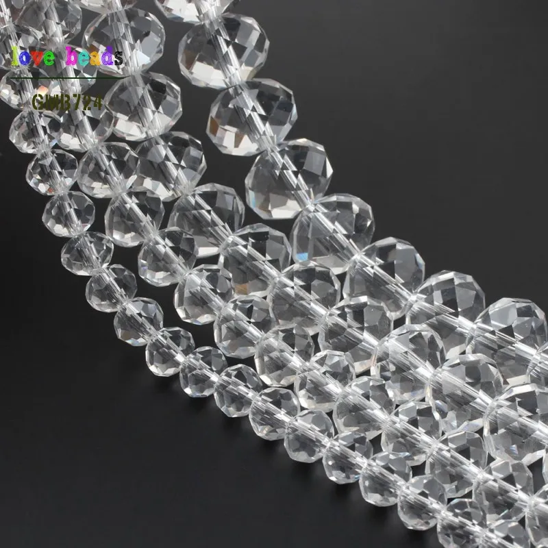 Wholesale Faceted Clear Glass Crystal Rondelle Spacer Beads 4/6/8/10/12/14mm Pick Siz For Jewelry Making