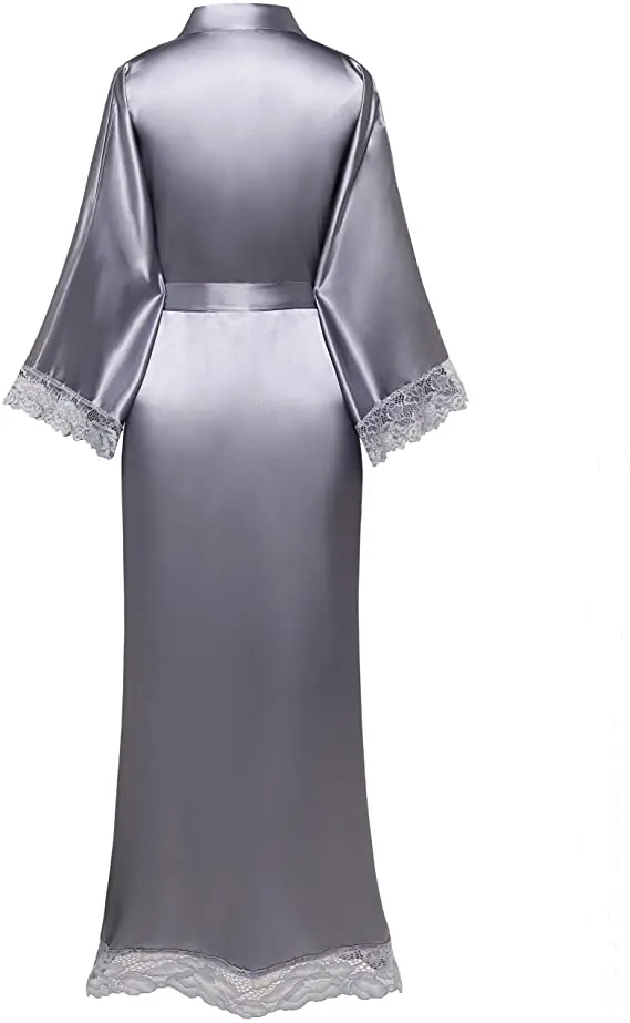Batas de encaje de satén de seda para dama de honor, bata larga de boda, bata de baño para mujer, lencería, novedad de 2019