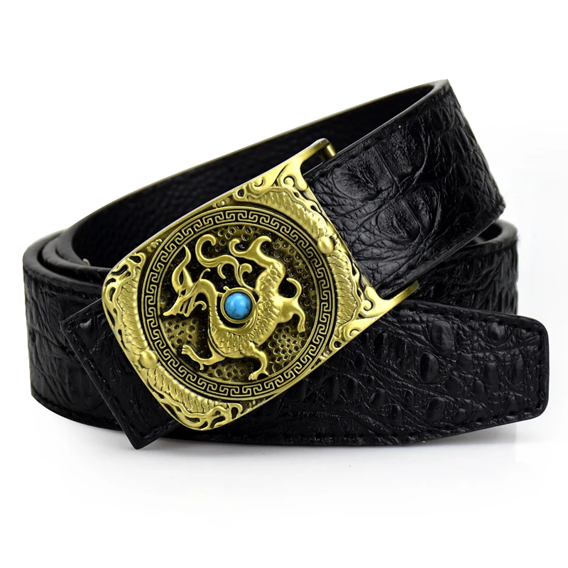 men belt Luxury designer Crocodile pattern belts high quality fashion ceinture Jeans black waistband men punk belt