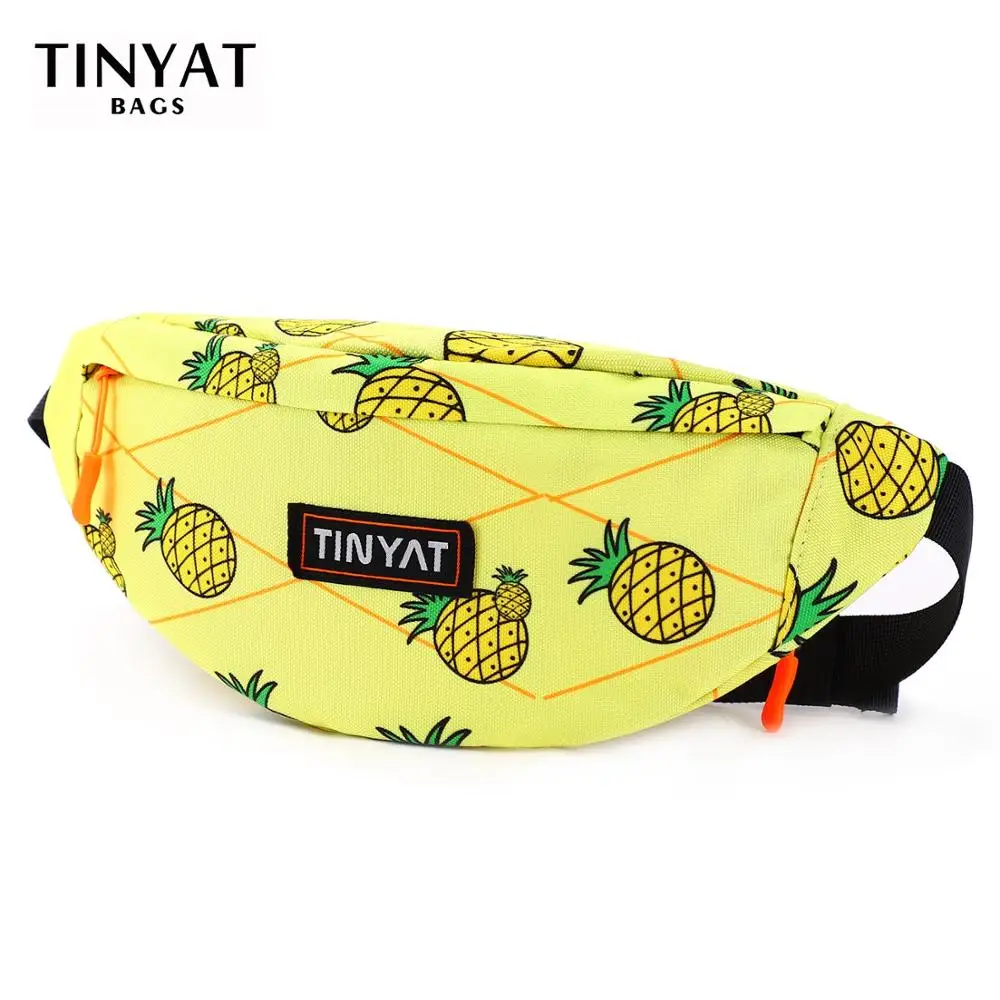 TINYAT Waist Pack Men Women Print Pineapple Fashion Polyester Belt Bag Casual Belt Pouch Female Travel Banana Bag for Travel