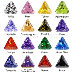 5A Triangle Shape Cubic Zirconia Stone Multicolor Brilliant Cut Loose CZ Synthetic Gems Beads For Jewelry