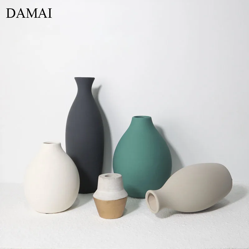 Morandi Color Decor Vase Home Decore Ceramic Flowers Vases Simplicity Flower Pots Decorative Living Room Decoration Ornaments