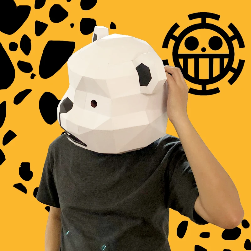 قبل قطع بيبو الأبيض الدب القطبي قناع ورقة نموذج ، ثلاثية الأبعاد أنيمي ورق كرافت ، زي تأثيري الطرف ، اليدوية DIY بها بنفسك اوريغامي الحرفية RTY142 #3