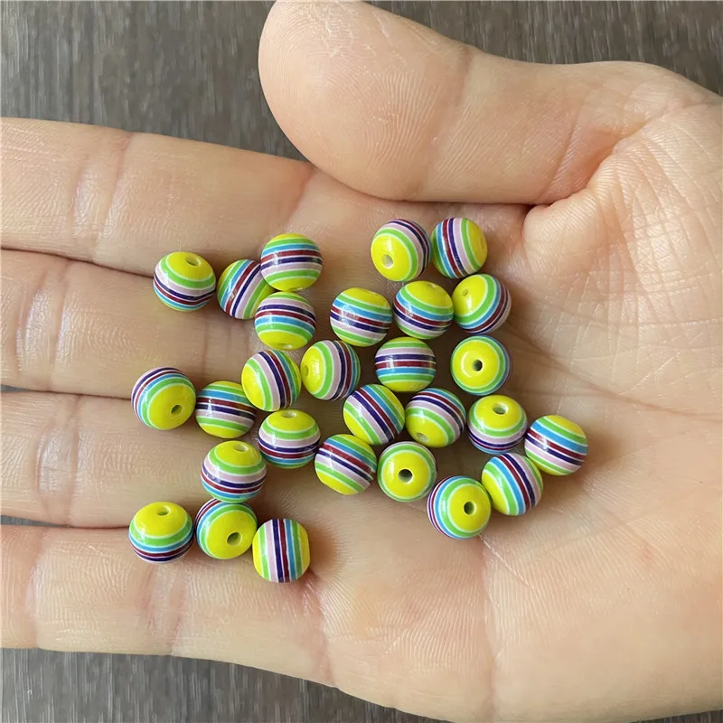 100pcs 8mm mixed batch of colorful resin national flag pattern DIY handmade necklaces bracelet spacer beads jewelry