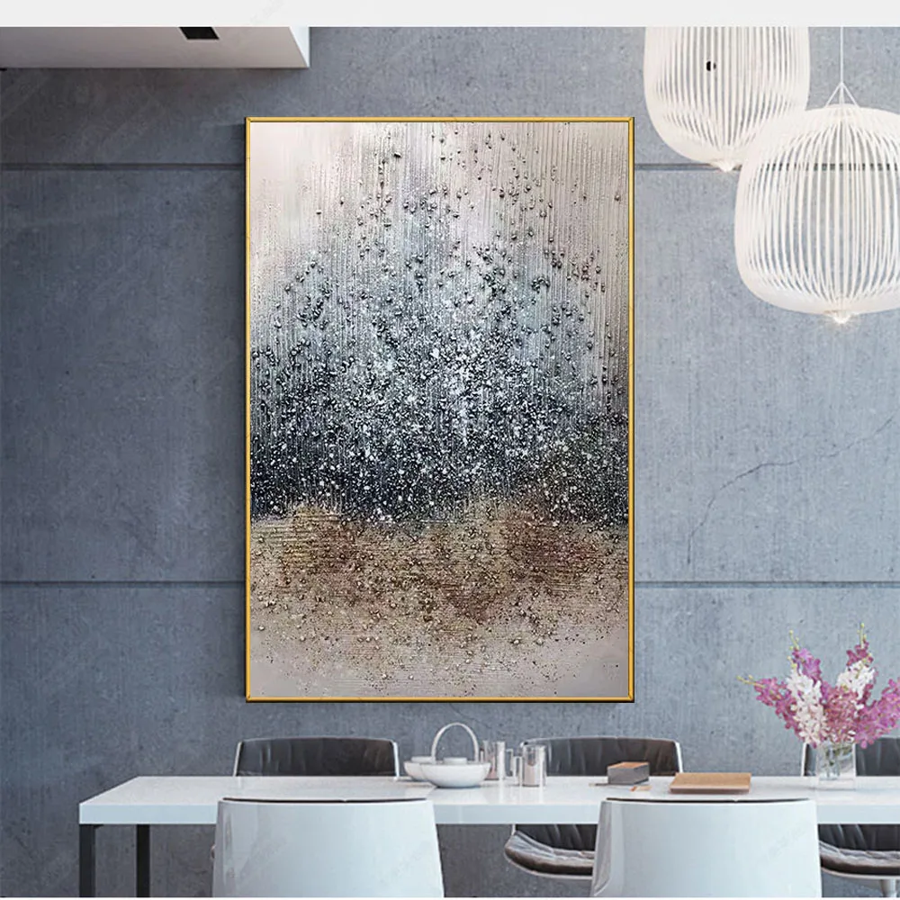 

Large Size Hand-Painted Modern Oil Painting Gold Foil Canvas Picture Abstract Home Decoration Wall Art Living Room Entrance Mur