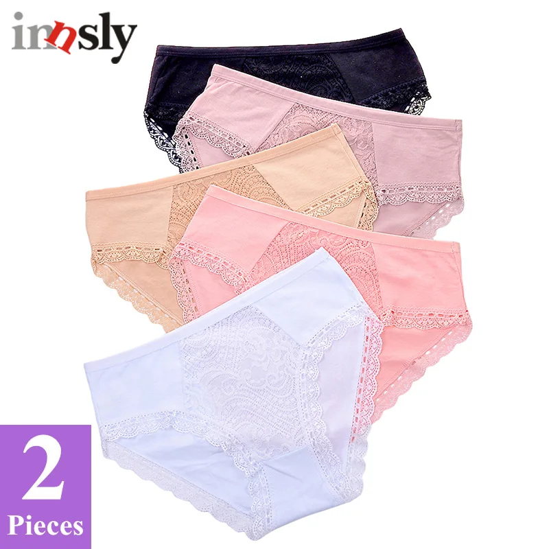 Innsly Underwear Women High Waist Panties Cotton Big Size Female Briefs Lace Embroidery Breathable Lingeries