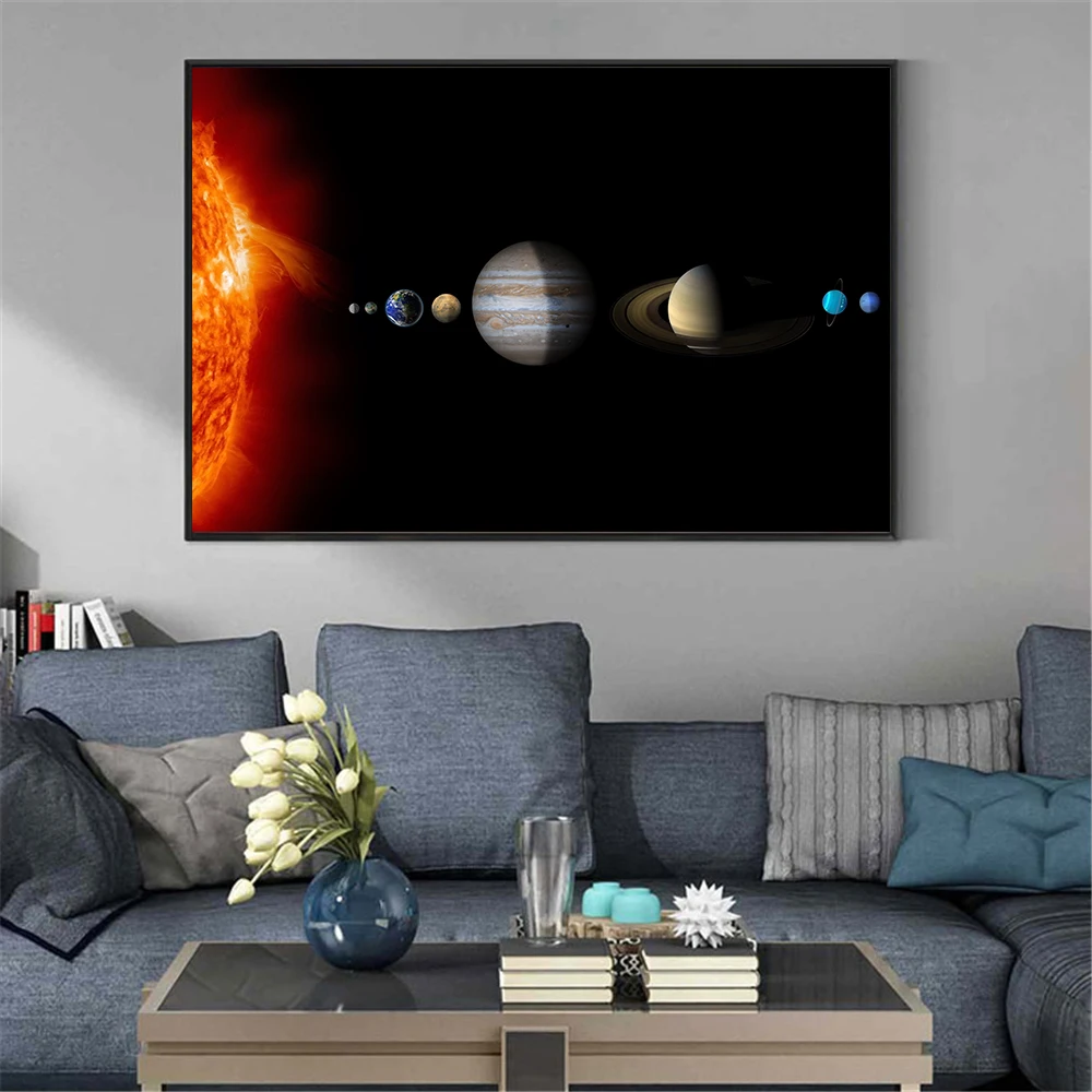 Universe Wall Art Canvas Picture Solar System Planets Earth Galaxy Poster Eclipse Print Living Room Kids Bedroom Decoration