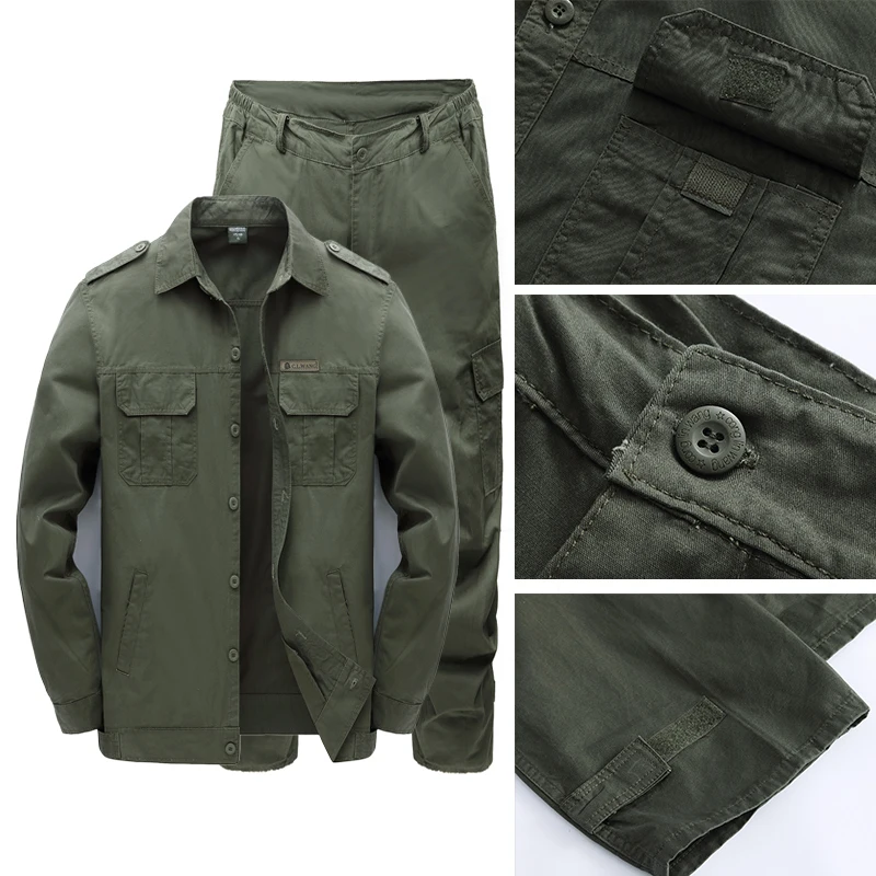 Camouflage Men's Set Suits Workwear Men's Summer Thin Cotton Labor Protection Clothing Wear-Resistant Breathable Outdoor Suit