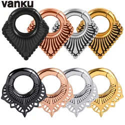 Vanku 2PCS Stylish Stainless Steel Water Drop Flower Pattern Magnet Ear Weight Stretchers Body Piercing Jewelry Earring Gauges