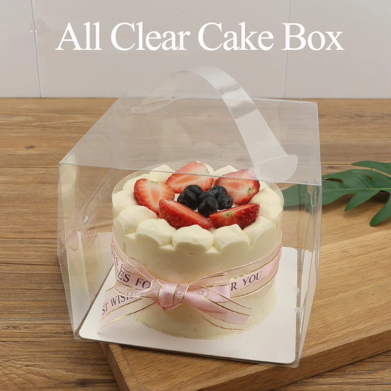 

30 pcs 3 inch All Clear Plastic Small Bakery Package Box Caja De Pastel De Plastico Transparent Cake Box With Board