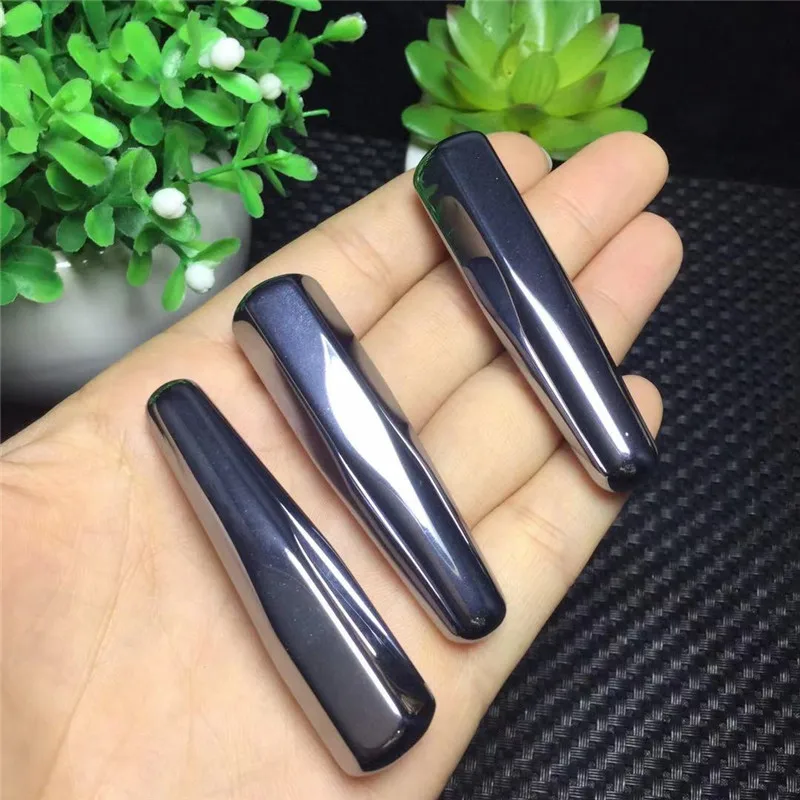 1PC Crystal Natural Stone Terahertz Massage Stone Guasha Scraping Facial Massager Black Bian Health Cure Stick