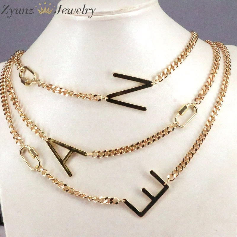 5PCS, Letters necklace alphabets chockers 6mm link chain high quality jewelry necklace for women choose letters