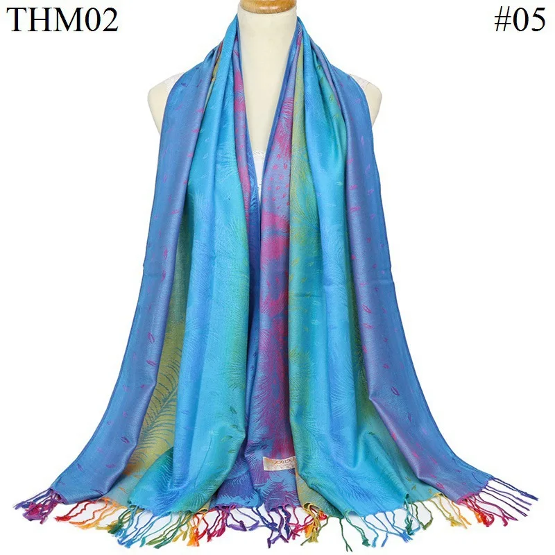 Colorful Flowers Jacquard Winter Cotton Scarf Lady Design Warm Wrap Pashmina Scarves Women Shawl Female Bohemia Foulard Hijab