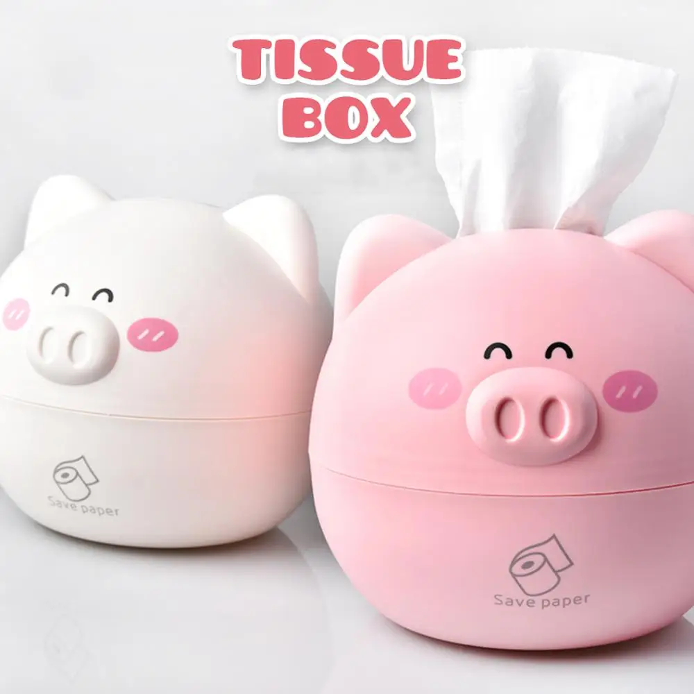 Cute Smile Pig Tissue Boxes Kitchen Towel Holder Tissue Paper Storage Box Bathroom Organizer Napkin Container Toilet Accessories