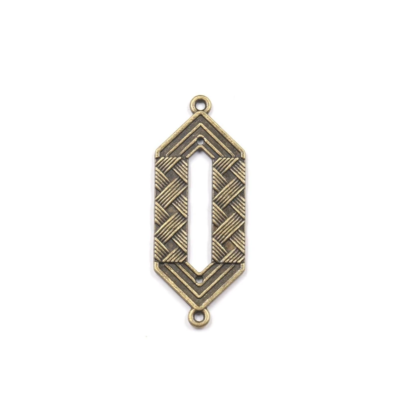 New 6pcs/bag 45*18mm Retro Bronze Zinc Alloy Rhombus Wavy Shape Connector Charms for DIY Necklace Earrings Jewelry Accessories