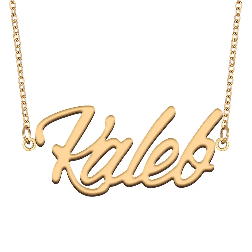 

Kaleb Name Necklace for Women Personalized Stainless Steel Jewelry Gold color Nameplate Pendant Femme Mothers Girlfriend Gift