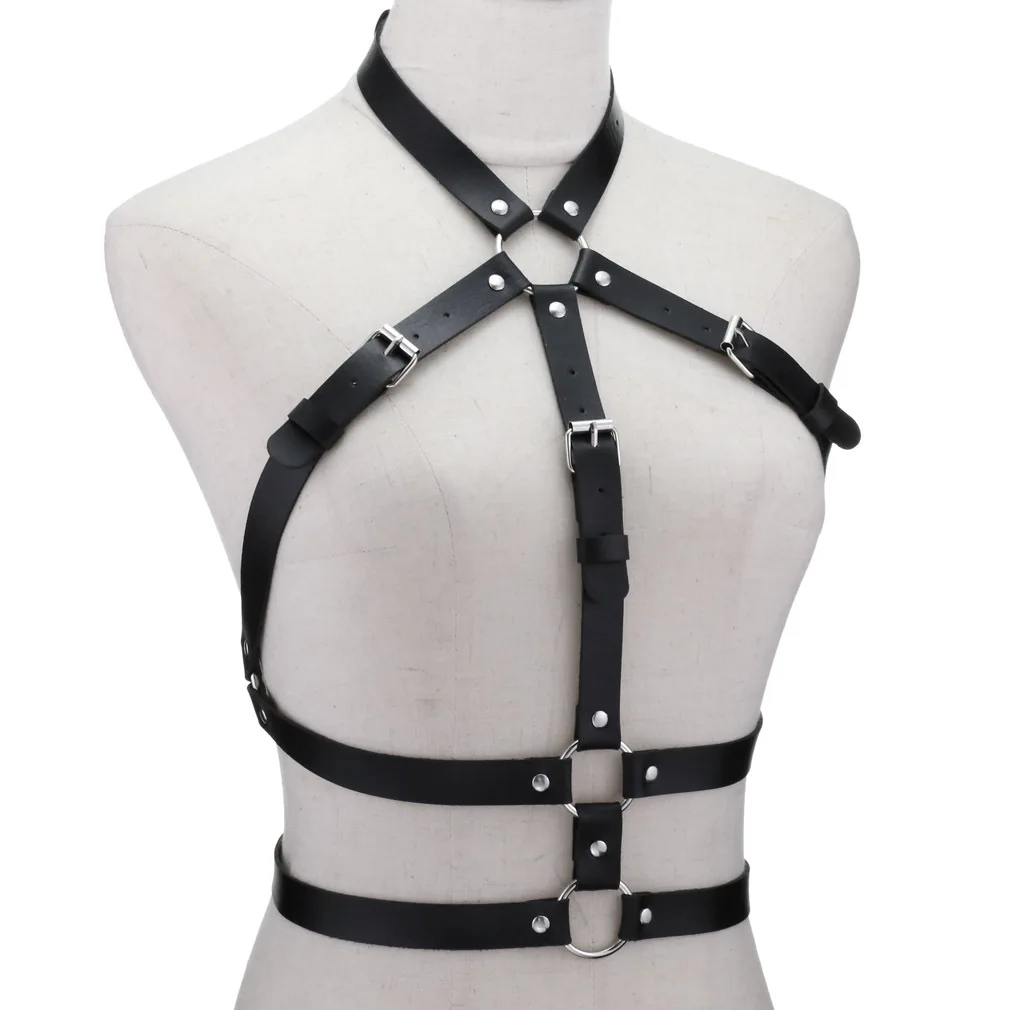 Female Sexy Harajuku PU Leather Belt Punk Leather Chest Ring Harness Gifts Adjustable Rock Club