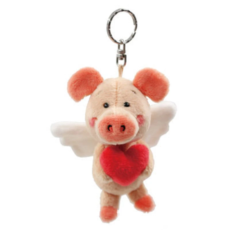 

Pig weibi plush toy pendant stainless steel hole key ring steel round key chain split cute keychain love lady backpack bag gift