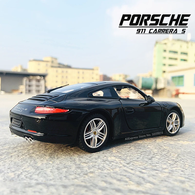 Rastar 1:24ポルシェ911カレラs黒スーパーカー静的シミュレーションダイキャスト合金モデルのおもちゃコレクションクリスマスギフトモデル