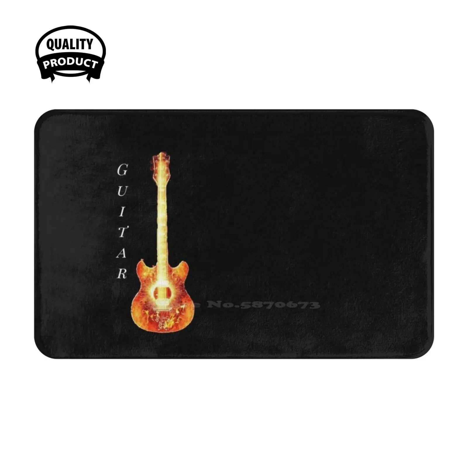 Guitar Soft Cushion Home Carpet Door Mat Car Rug Bigfoot Fire Red And Yellow Dripping Tatto Crescent Moon Night Nature Stars