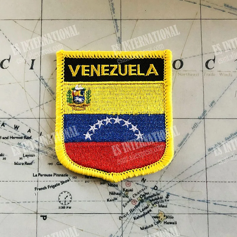 VENEZUELA  National Flag Embroidery Patches Badge Shield And Square Shape Pin One Set On The Cloth Armband   Backpack Decoration