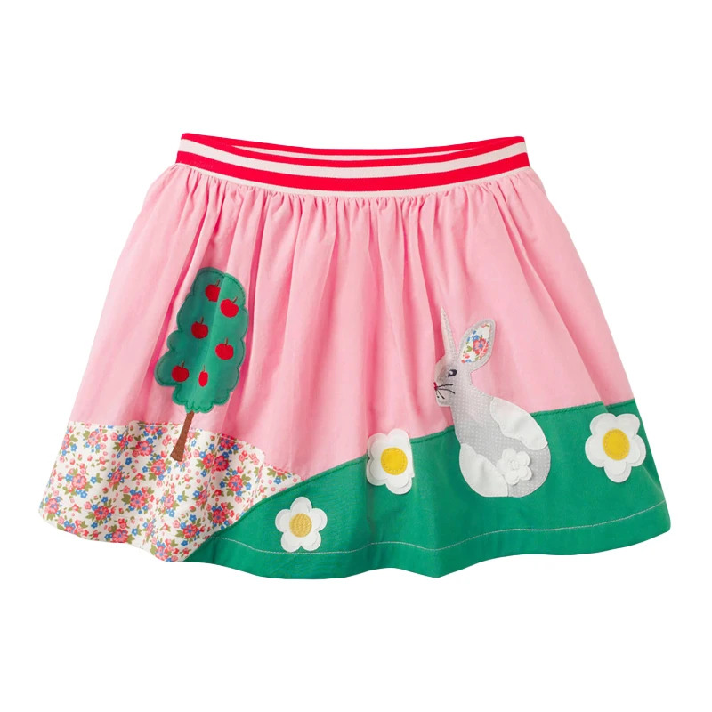 Little maven 2024 Summer Clothes Lovely Skirt Pink Pretty Rabbit Floral Baby Girls Casual Comfort Wear for Kids 2 to 7 years