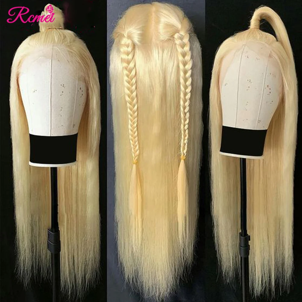 38 40 613 Blonde HD Lace Front Human Hair Wigs Brazilian Straight 613 Transparent Lace Frontal Wig Perruque Cheveux Humain 150%