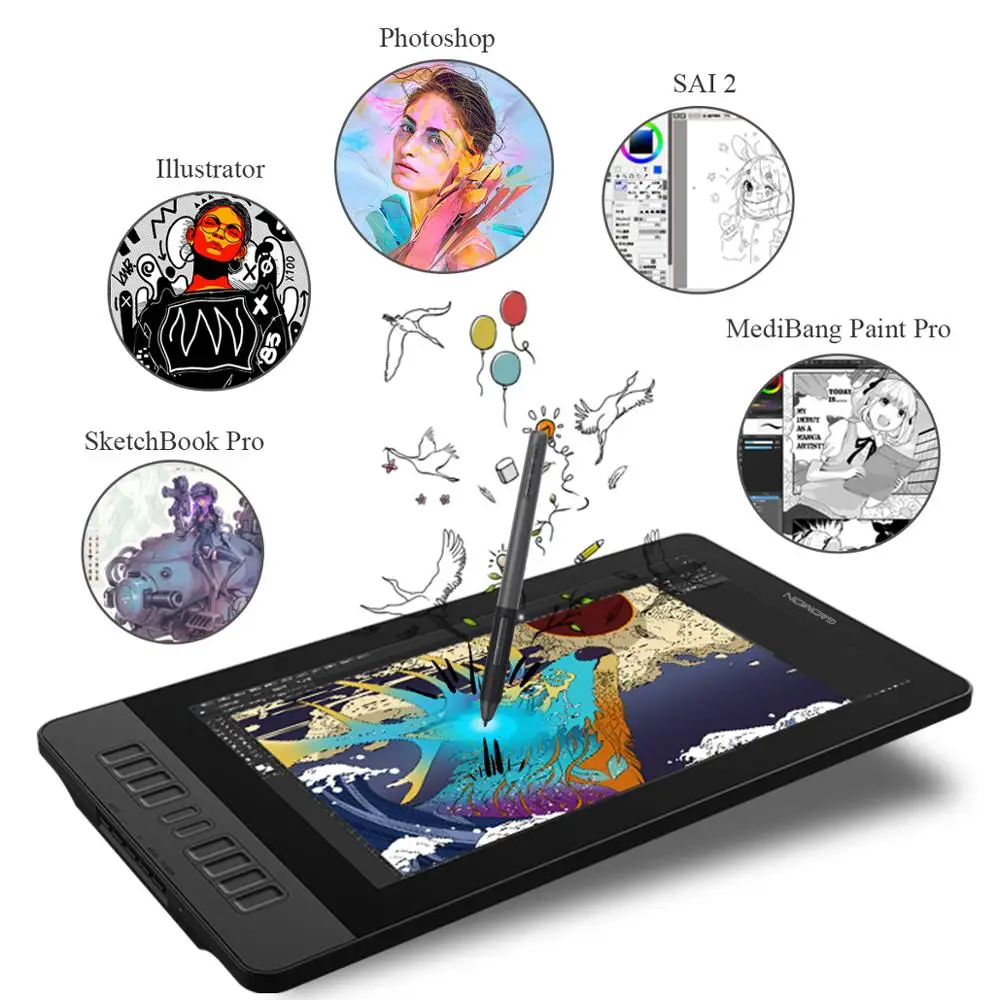 Imagem -03 - Gaomon Pen Display Pd1561 156 Polegadas Ips hd Gráficos Desenho Tablet Monitor 72 Ntsc Suporte Função de Inclinação com 10 Teclas de Atalho